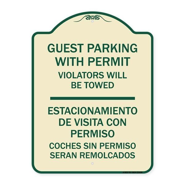 Guest Parking with Permit Violators Will Be Towed Estacionamento De Visita Con Permis, TG-1824-23926, Signmission, Mfr#: A-DES-TG-1824-23926